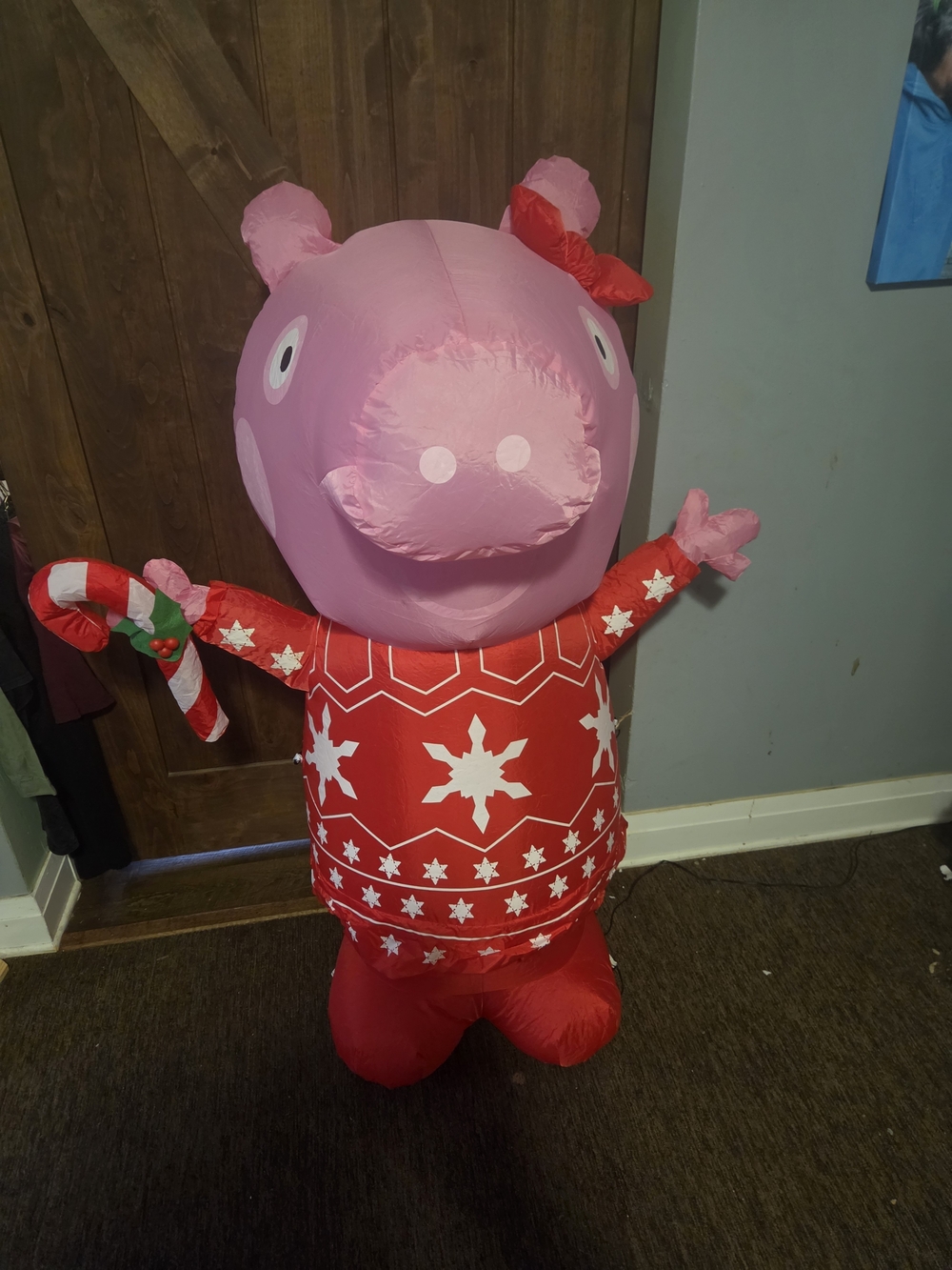 Pink and Red Holiday Peppq Pig Inflatable